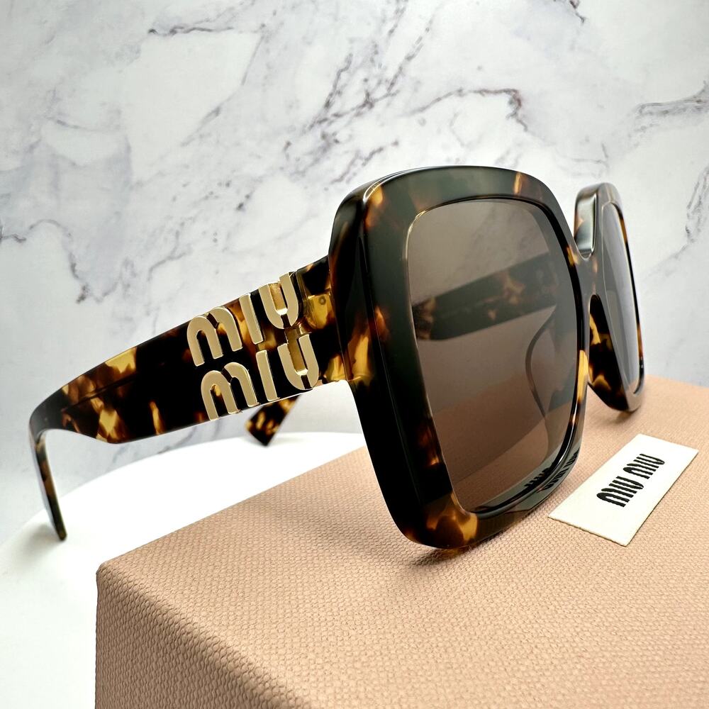 New MIU MIU Sunglasses Brown Square Gold Full Rim… - image 2